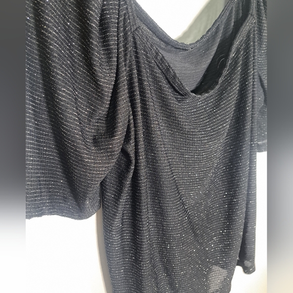Paraphrase black metallic sparkling puff sleeve top XL - Picture 2 of 6